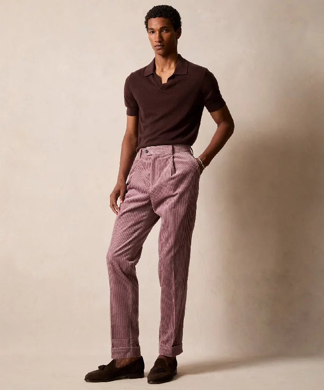 Italian Wide Wale Corduroy Madison Trouser in Mauve Trousers practical easy-care