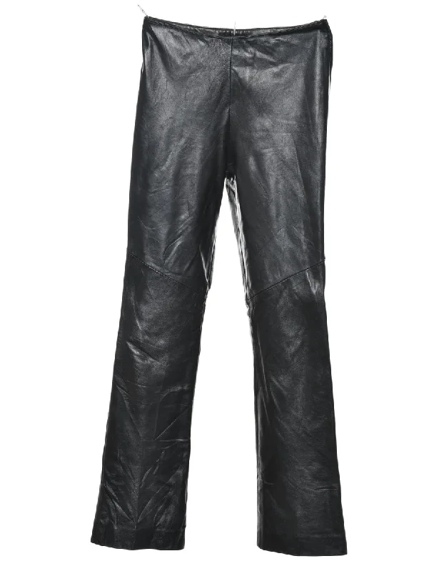 Black Classic Faux Leather Trousers - W26 L30 Trousers luxurious premium