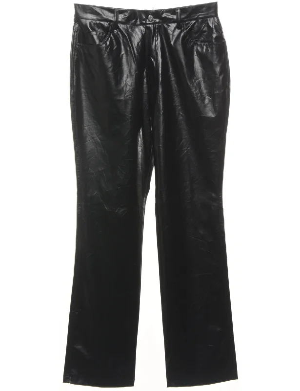 Black Faux Leather 1990s Trousers - W30 L33 Trousers Trousers Formal