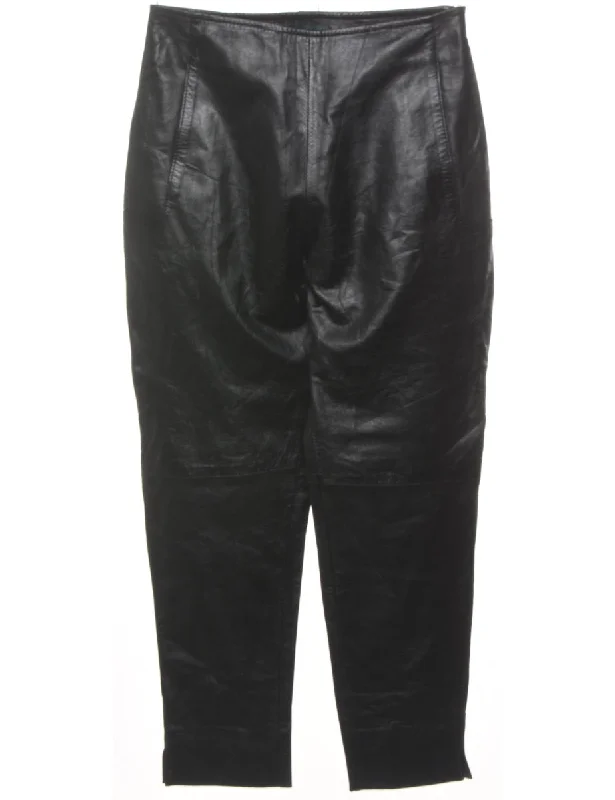 Black Leather Tapered Trousers - W29 L27 Trousers Leisure Comfortable