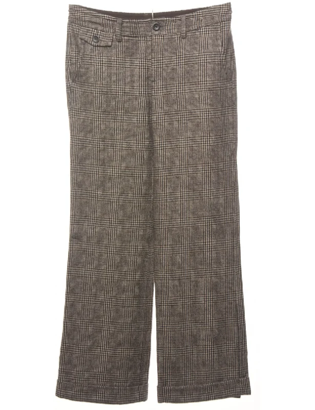 Eddie Bauer Grey Dogtooth Trousers - W32 L31 Trousers Satin Smooth