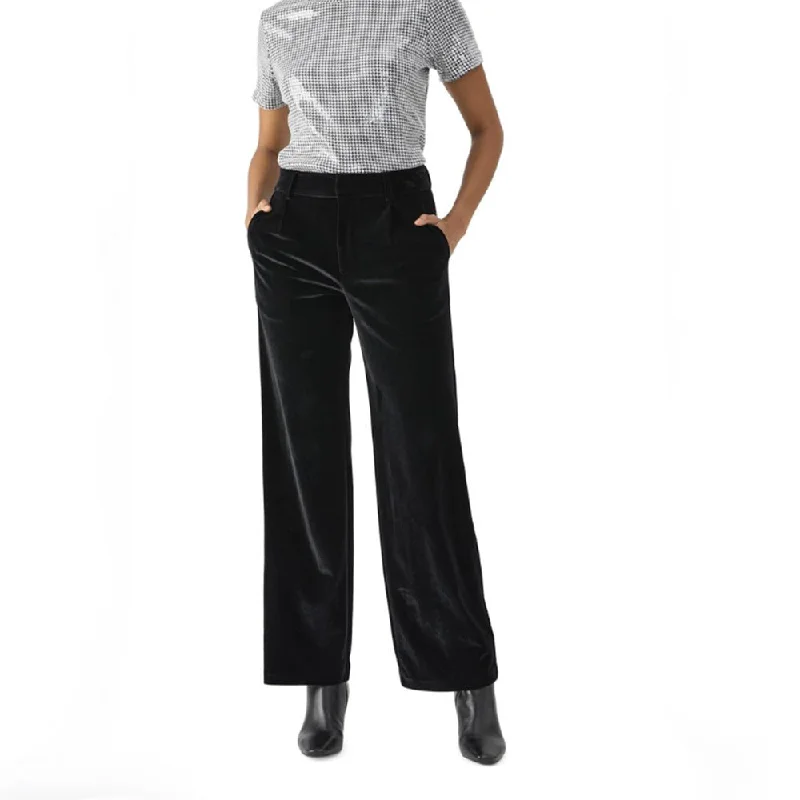 Faye Velvet Trouser (Black) Trousers Seasonal Trendy