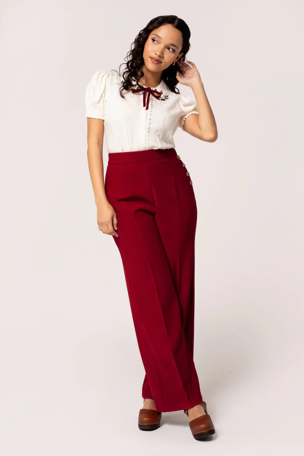 Ginger Swing Trousers - Red Trousers Satin Smooth