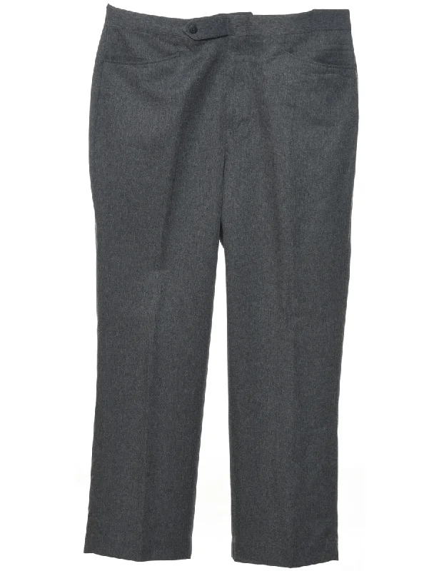 Grey Straight-Fit Trousers - W38 L29 Trousers Fall Fleece