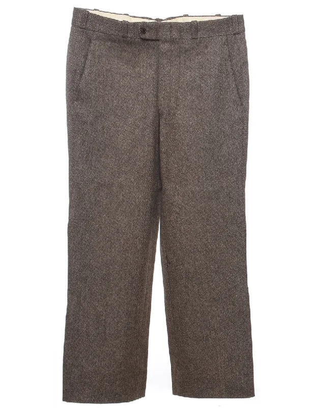 Herringbone Tweed Trousers - W35 L29 Trousers Winter Warm