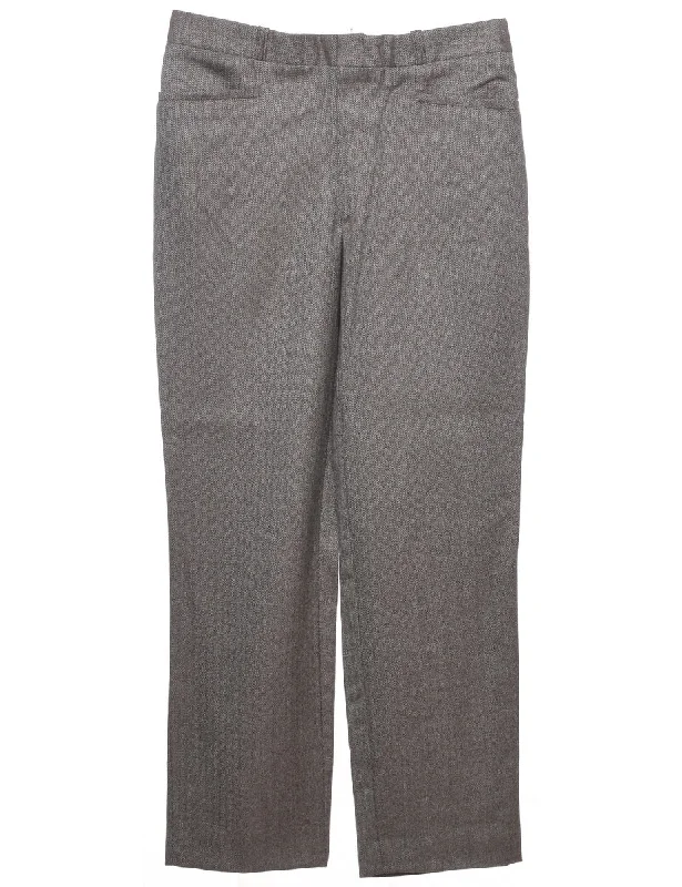 Herringbone Tweed Trousers - W35 L31 Trousers Spring Floral