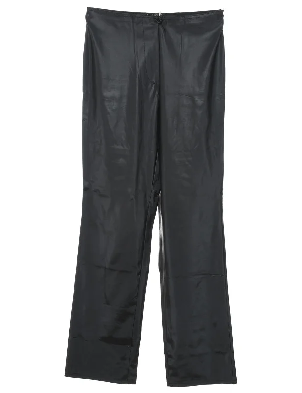 High Waist Black 1990s Silky Trousers - W26 L32 Trousers Modern Contemporary