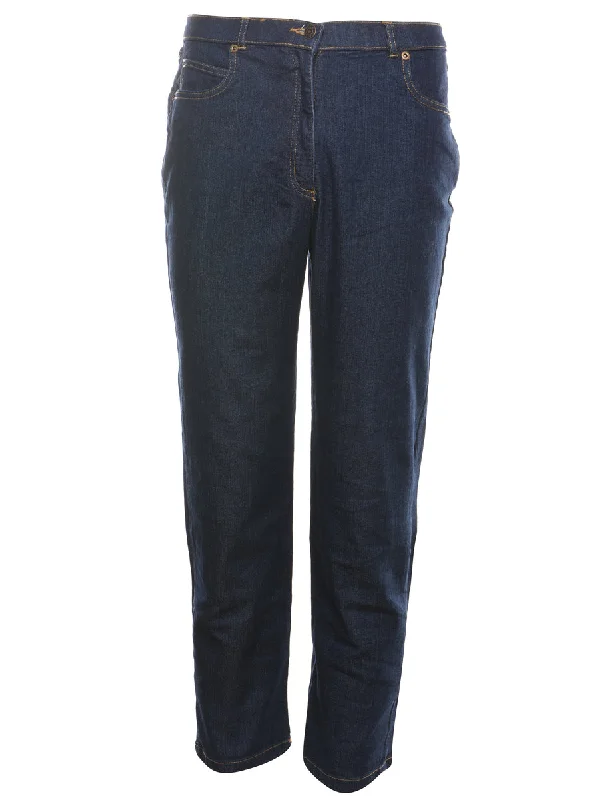 High Waist Dark Wash Denim Trousers - W27 L27 Trousers Top Rated