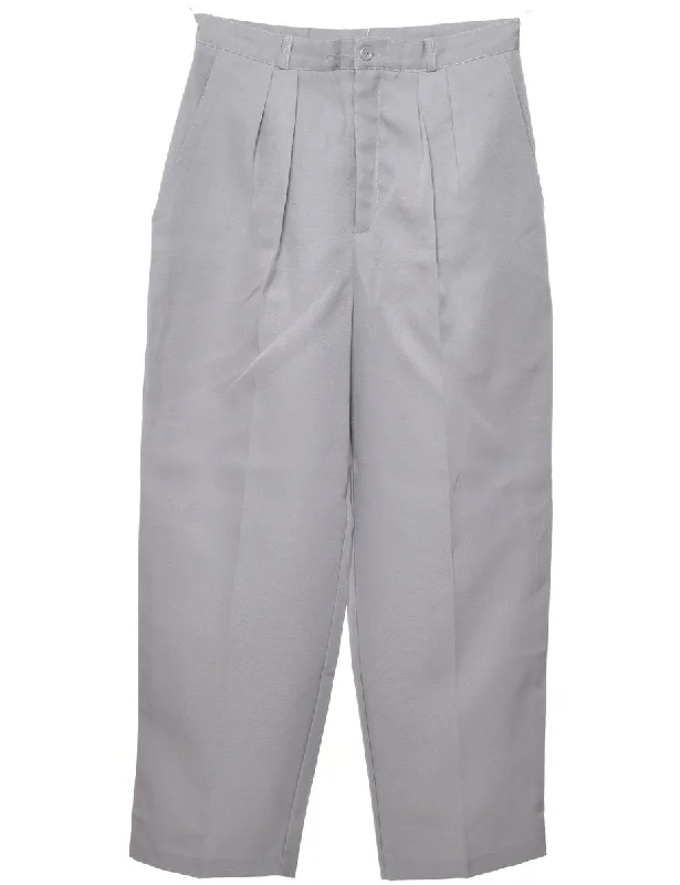 High Waist Grey Pleated Trousers - W28 L28 Trousers Favorite Customer