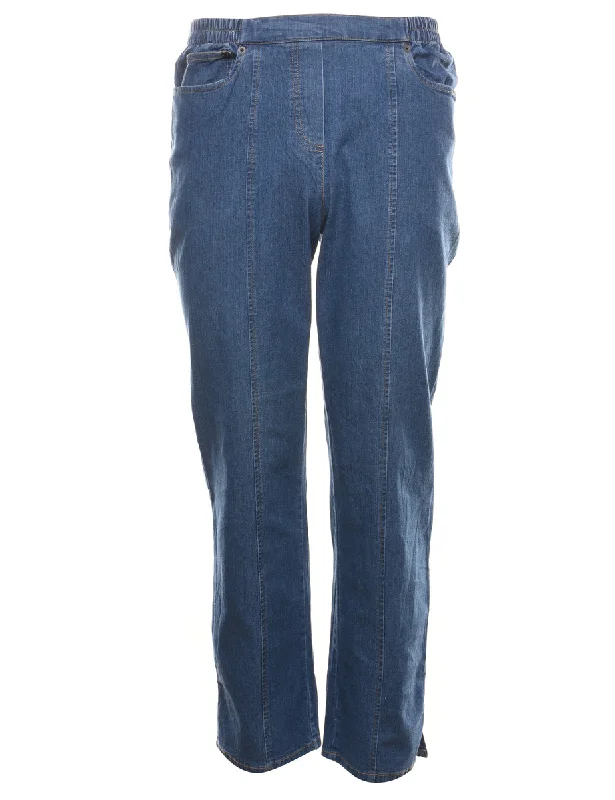 High Waist Medium Wash Denim Trousers - W26 L28 Trousers Timeless Classic