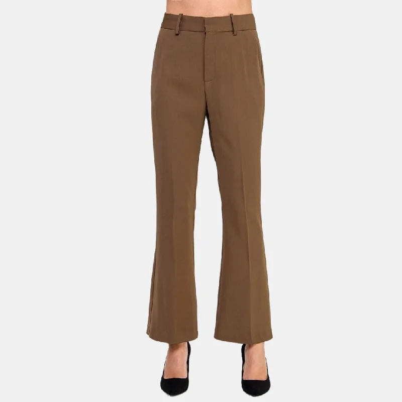 High-Waisted Flared Trousers (Mocha) Trousers Occasion Special