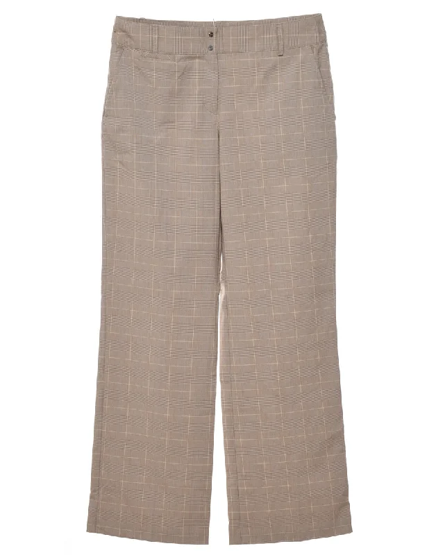 Izod Checked Light Brown Trousers - W31 L30 Trousers versatile all-occasion