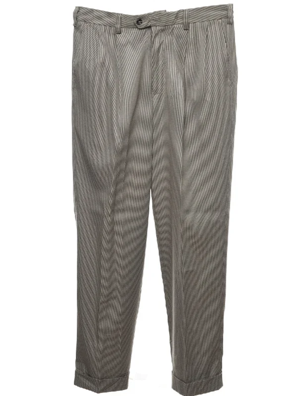 Izod Dark Grey Dogtooth Trousers - W33 L32 Cropped Trousers Casual Linen