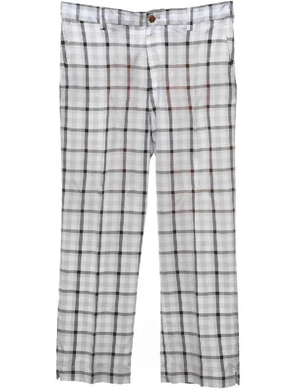 Izod Light & Dark Grey Checked Trousers - W34 L32 Chinos Cotton Straight Leg