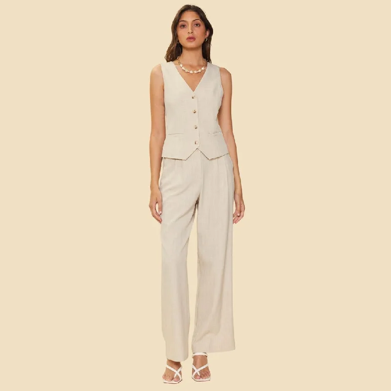 Melange Two Tone Trouser (Beige) Trousers Summer Linen