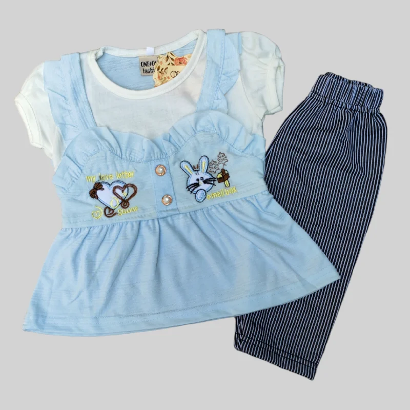 One + Rabbit SkyBlue Frock & Trouser 5185 Trousers sophisticated sleek