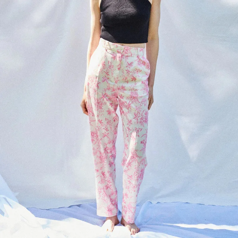 Pirandello Trouser (Pink Toile De Jouy Print) Trousers luxurious high-end