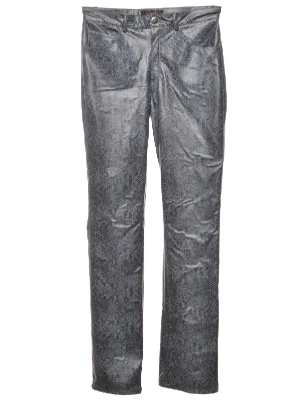 Snakeskin Pattern Faux Leather Trousers - W29 L31 Trousers fashionable chic