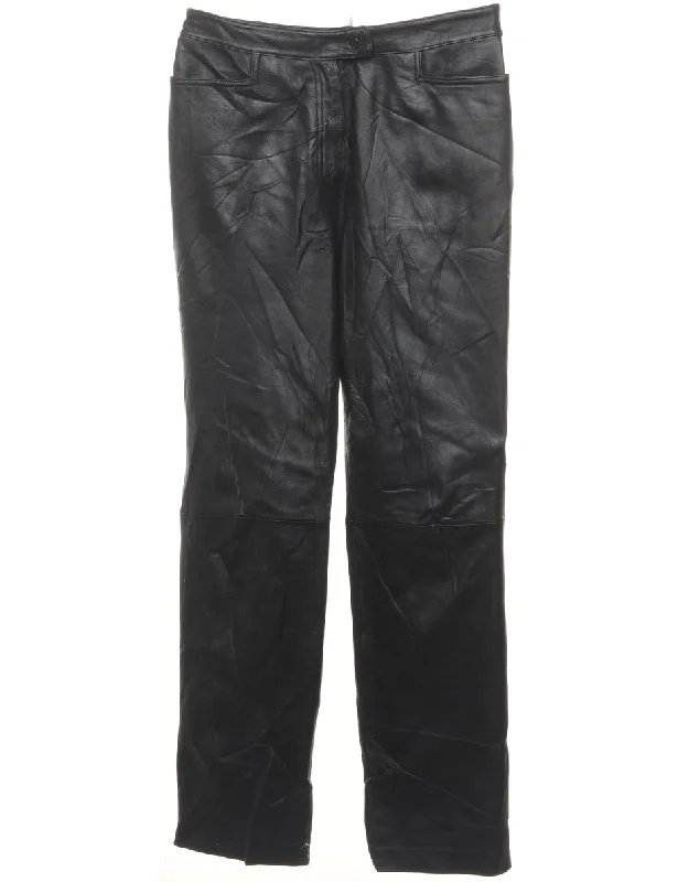 Tapered Leather Black Trousers - W31 L31 Trousers Canvas Durable