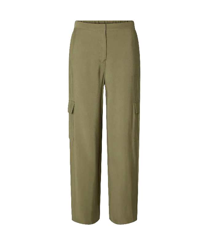 Tapered Cargo Trousers - Dusky Green Trousers sophisticated sleek