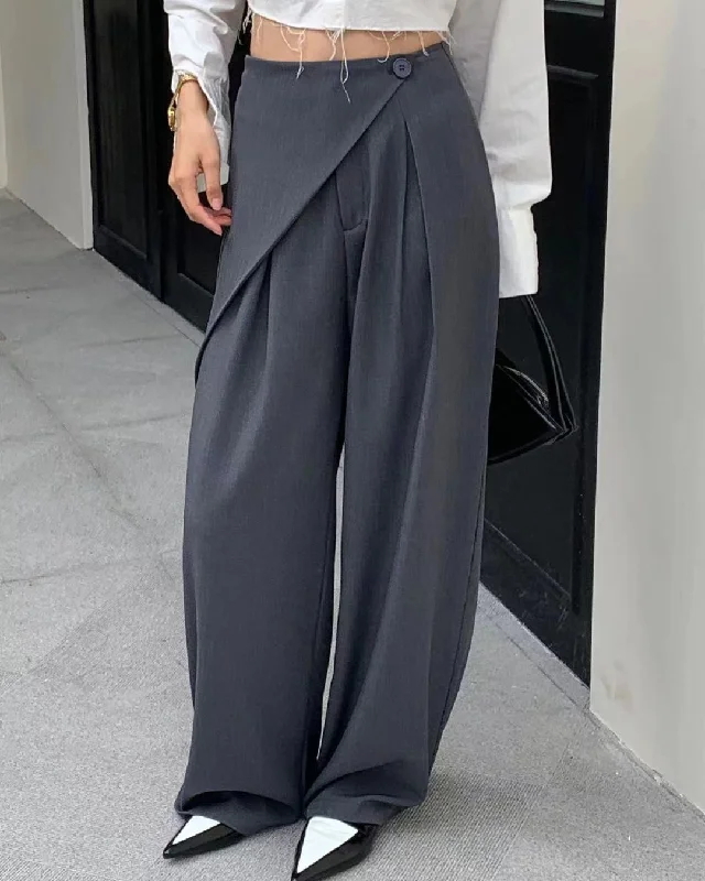 WIDE LEG TROUSERS WITH WRAP AROUND Trousers High Rise Slim Fit