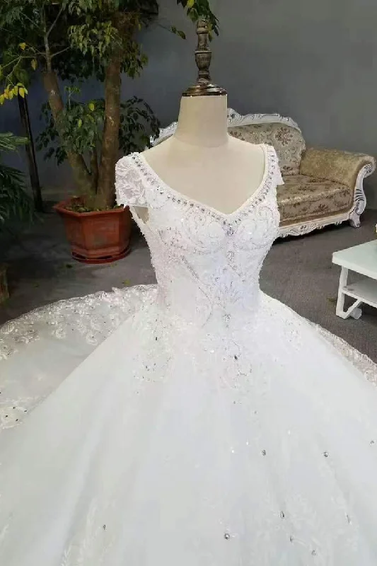 New Arrival Luxury Tulle Wedding Dresses Lace Up With Appliques And Crystals High Quality Tunics Leisure comfortable