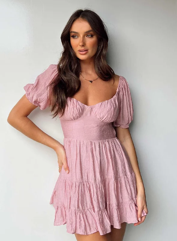 Gracelyn Mini Dress Pink Tunics Summer linen