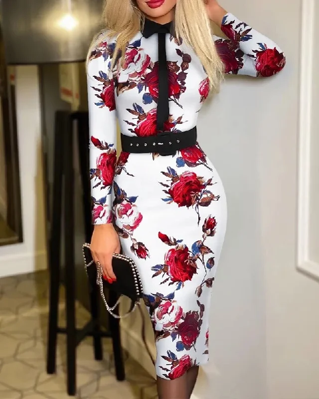 red floral print