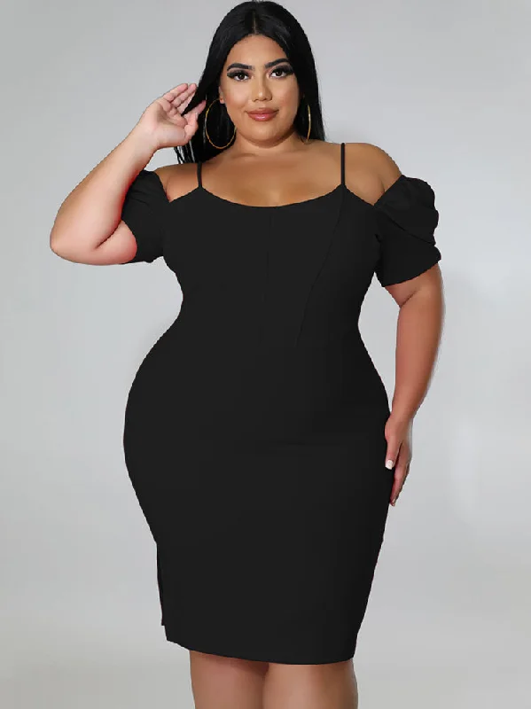 Plus Size Puff Sleeve Mini Dresses Tunics Essential wardrobe