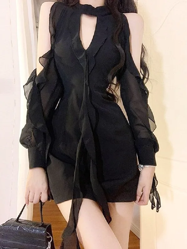 Summer Slim Sexy Black Y2k Mini Dress Party Chic Solid Elegant Sexy Dress Women Office Casual One Piece Dress Korean Tunics Occasion special