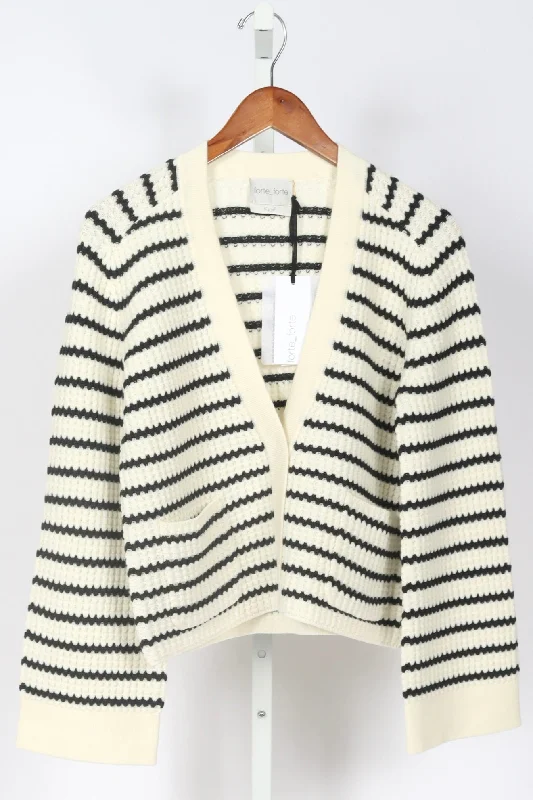 12945_My Knit - Striped Cardigan - Bianco Embroidered Appliqued Beaded