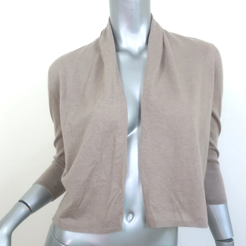 Autumn Cashmere Shawl Collar Crop Cardigan Taupe Cashmere Size Medium NEW Stylish Fashionable Trendy