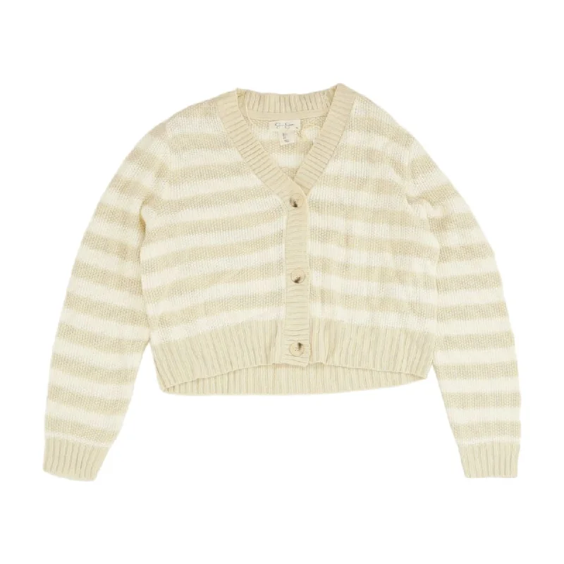 Beige Striped Cardigan Sweater Wool Cardigan Cotton Cardigan Cashmere Cardigan