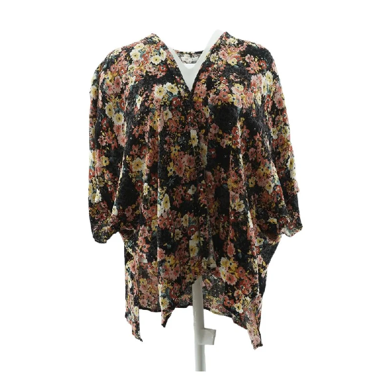 Black Floral Cardigan Sweater Elegant Classic Vintage