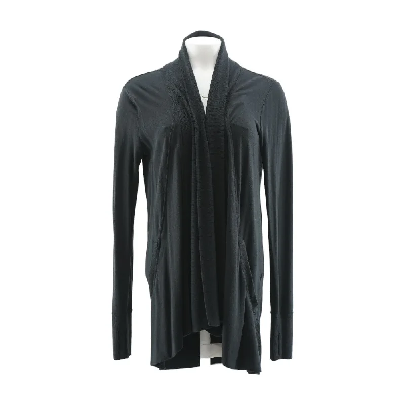 Black Solid Cardigan Sweater Open Front Closed Front Wrap Front