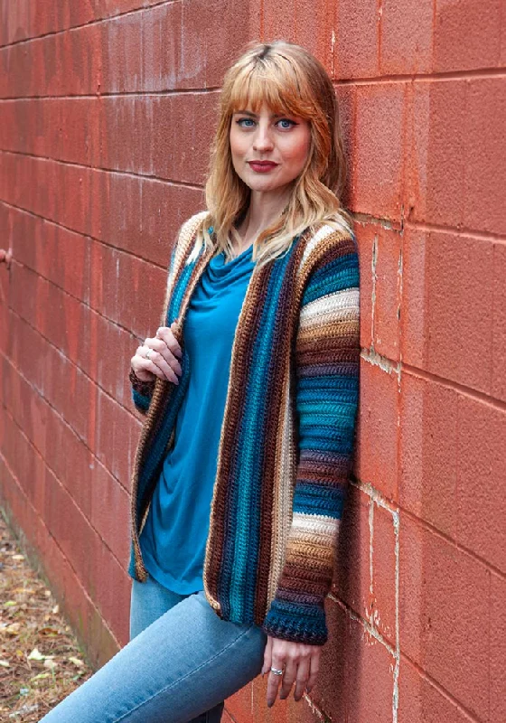 Crocheted Prism Cardigan Lace Blend Ribbed Blend Corduroy Blend