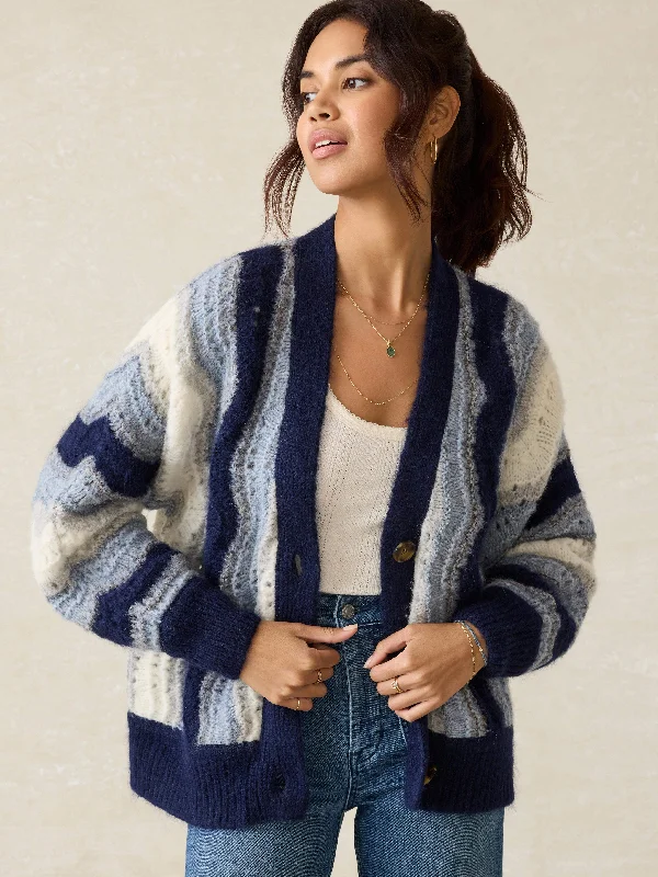 Freeride Cardigan - Indigo Waves Modern Contemporary chic