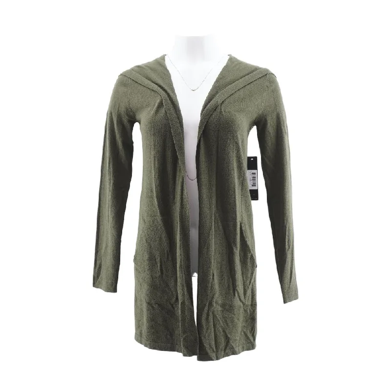 Green Solid Cardigan Sweater Thin Thick Dense