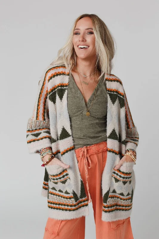 Keep It Up Oversized Cardigan - Olive Bright Pastel Dark