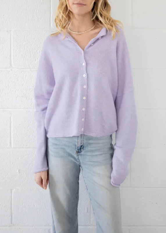 Lavender Cardigan Boxy Cardigan Fitted Cardigan A-Line