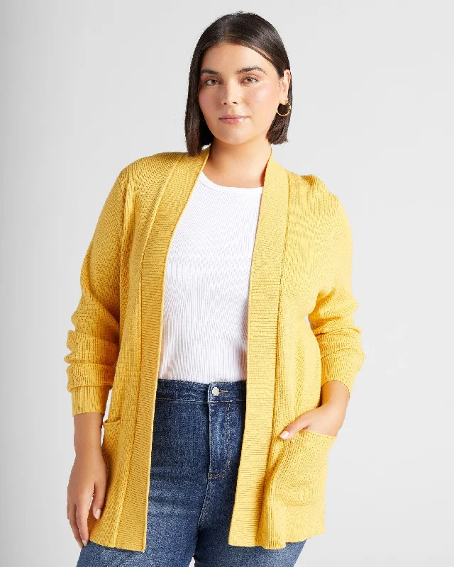 Plus Size Open Front Pocket Cardigan Stylish Fashionable Trendy