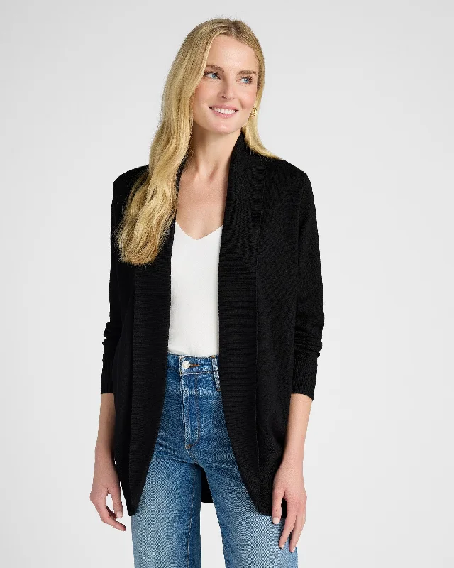 Open Front Shawl Collar Cardigan Boat Neck Shawl Collar Notched Collar