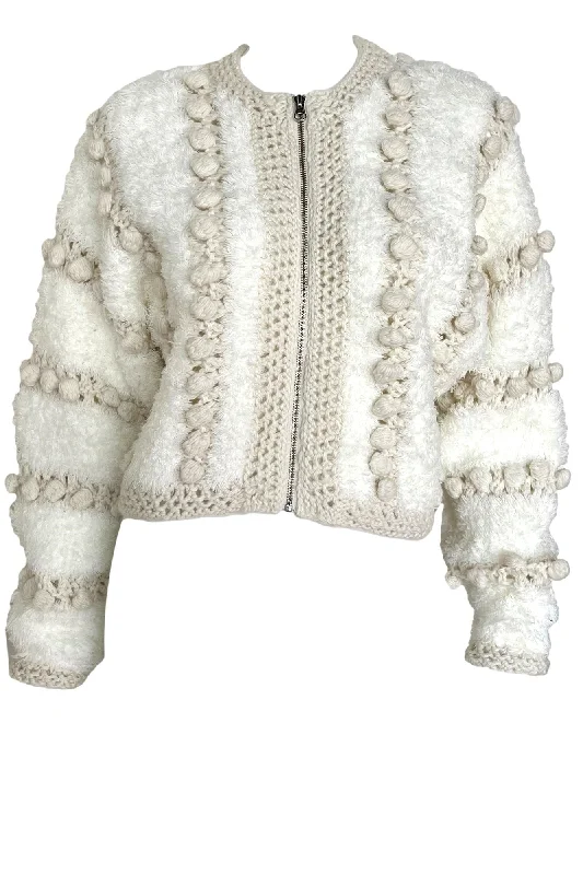 Pom Pom Cardigan Fleece Cardigan Nylon Polyester