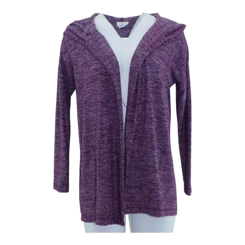 Purple Solid Cardigan Sweater Glossy Satin Silk