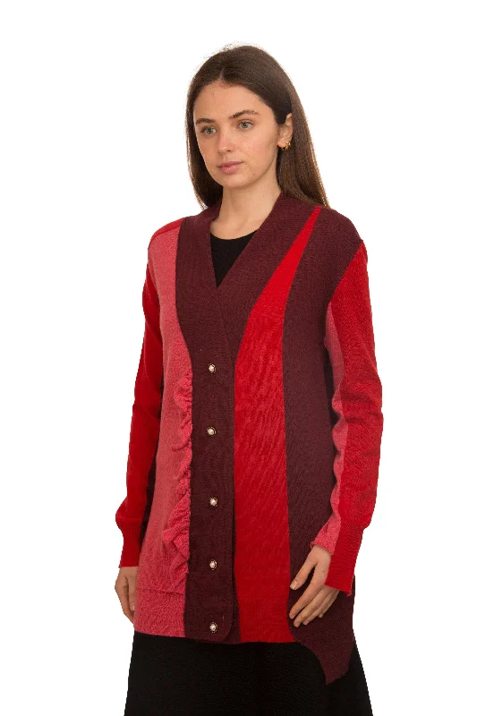 Sara Navon Color-Block Cardigan Glossy Satin Silk