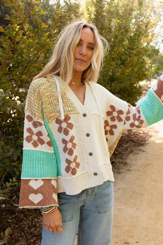 Shes A Wildflower Cardigan - Multi Print Jacquard Patchwork