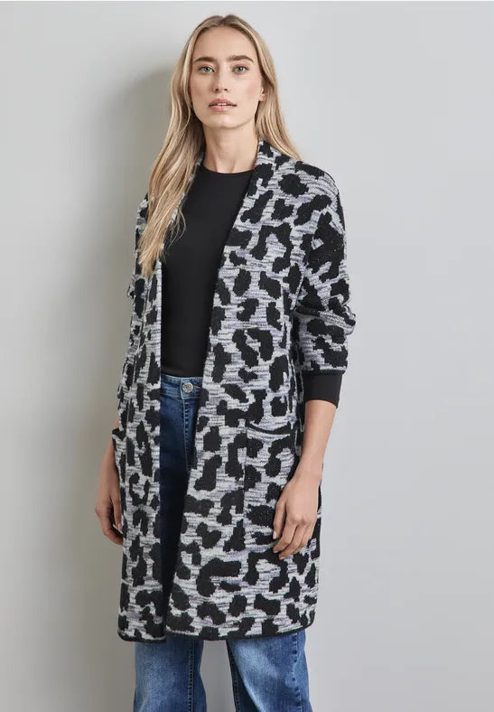 Street One Long Cardigan with animal print Layered Multi-layer Single Layer