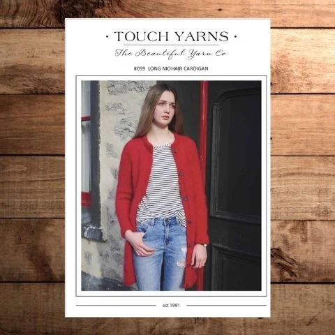 Touch Yarns 099 - Long Mohair Cardigan Welt Pockets Slit Pockets Flap Pockets