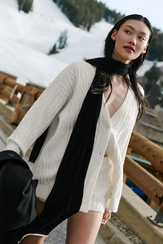 Cable Knit Winter Bliss Cardigan - Ivory Casual Formal Business