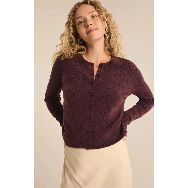 Z Supply Outlook Cardigan in Berry Wine Tailored Straight A-Line